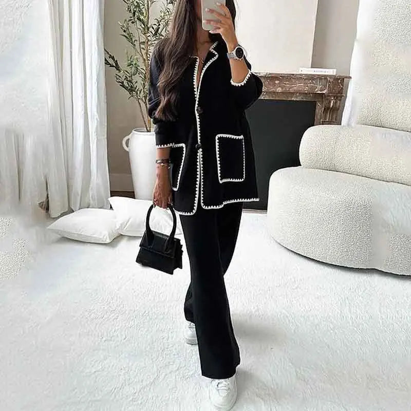 Casual Loose Pocket Pants Two-Piece Sets