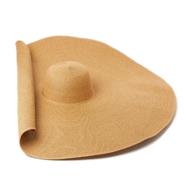 Fashion 30CM Wide Brim Oversized Beach Hats For Women 80CM Large Straw Hat UV Protection Summer Foldable Sun Shade Hat