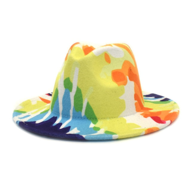 Colorful Top Hat Panama Felt Fedoras Hat