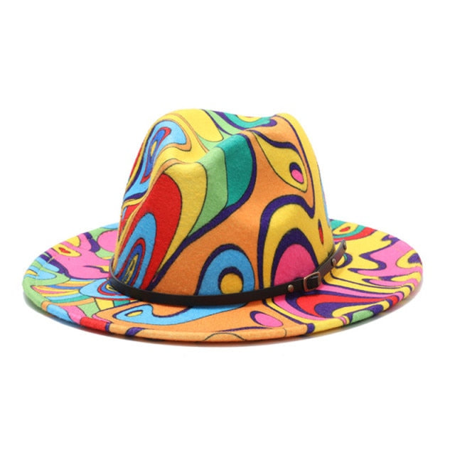 Colorful Top Hat Panama Felt Fedoras Hat