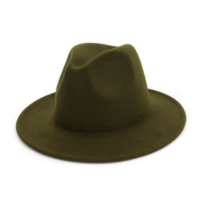 Solid Color Wool Felt Hats With Band