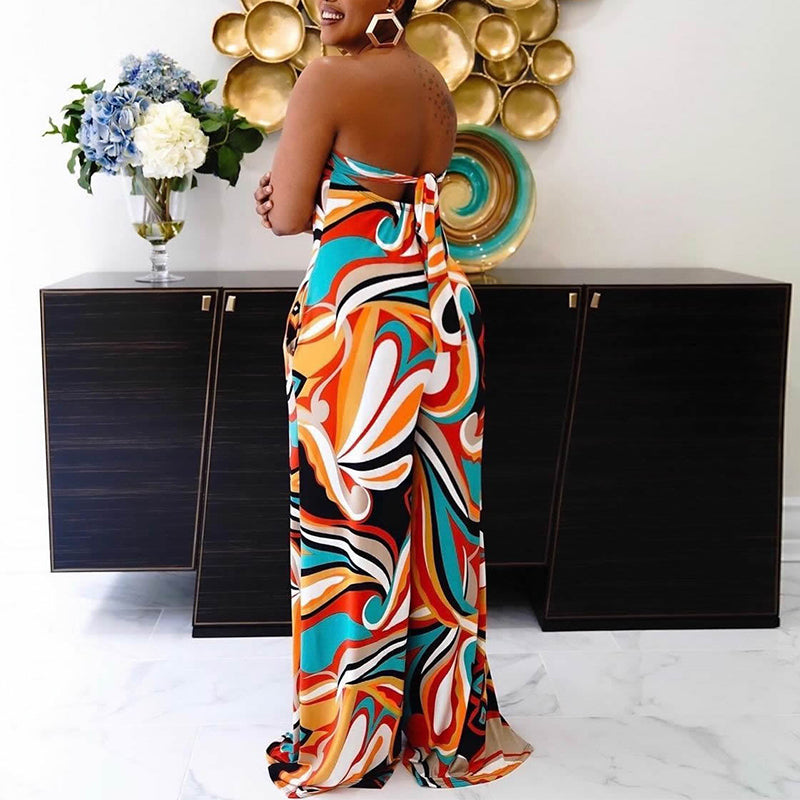 Abstract Printed Tube Jumpsuit