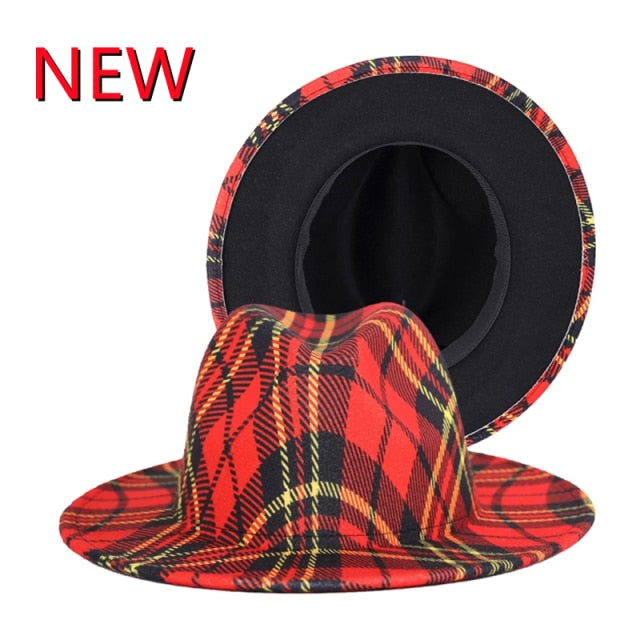 Plaid striped fedora