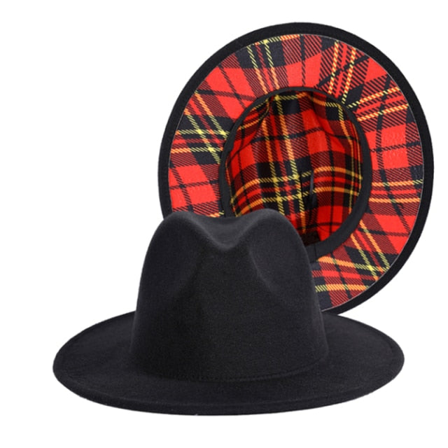 Plaid striped fedora