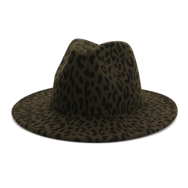 NEW Winter Wide Brim Red Leopard Bottom Fedora