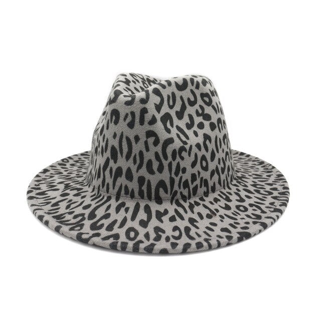 NEW Winter Wide Brim Red Leopard Bottom Fedora