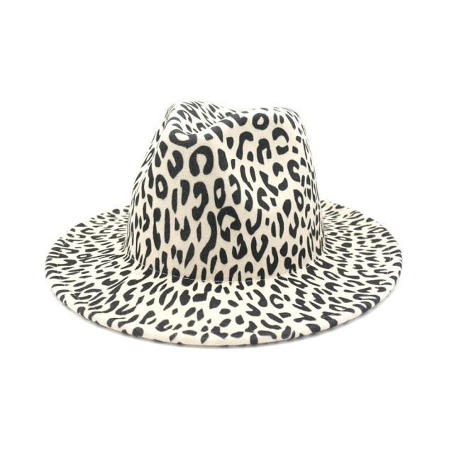 NEW Winter Wide Brim Red Leopard Bottom Fedora