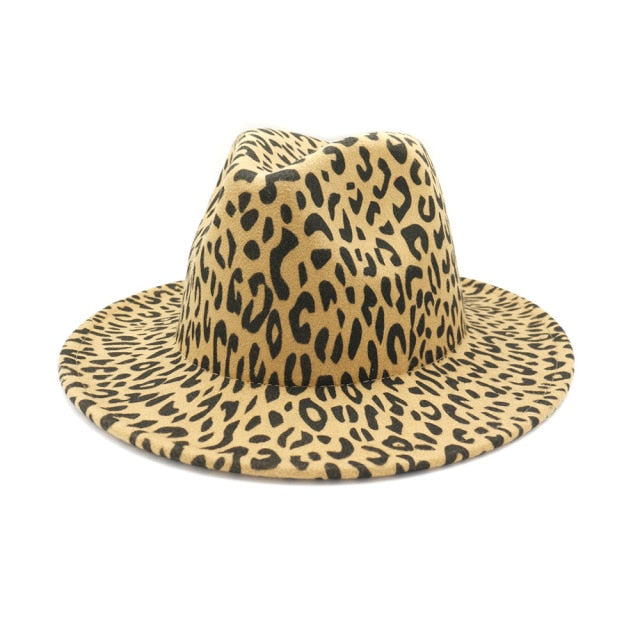 NEW Winter Wide Brim Red Leopard Bottom Fedora