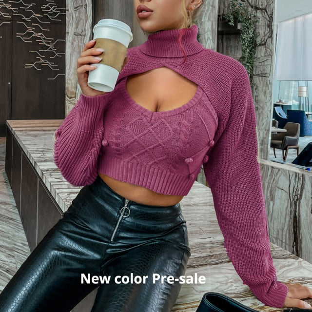 Turtleneck crop sweater