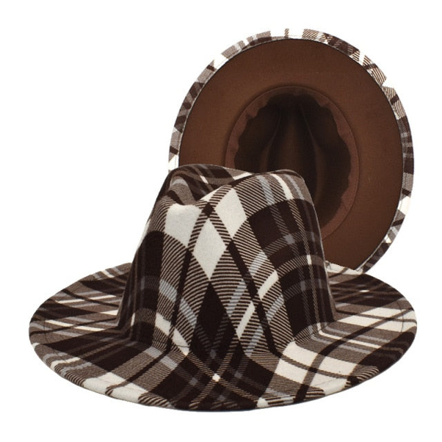 Plaid striped fedora