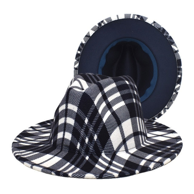 Plaid striped fedora