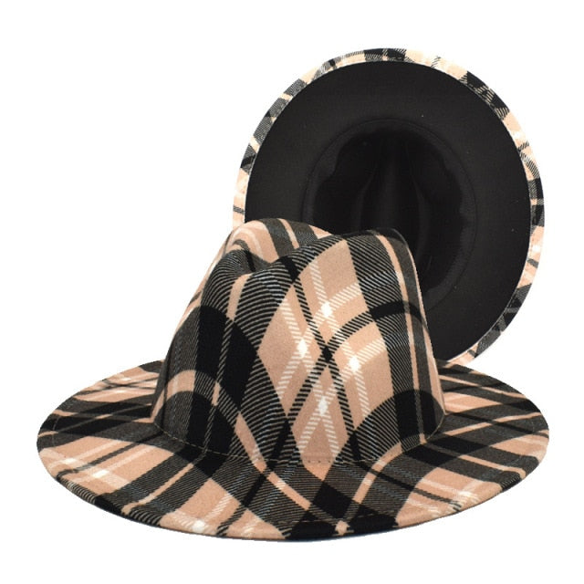 Plaid striped fedora