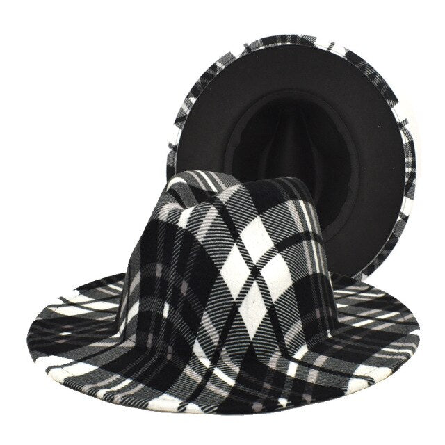 Plaid striped fedora