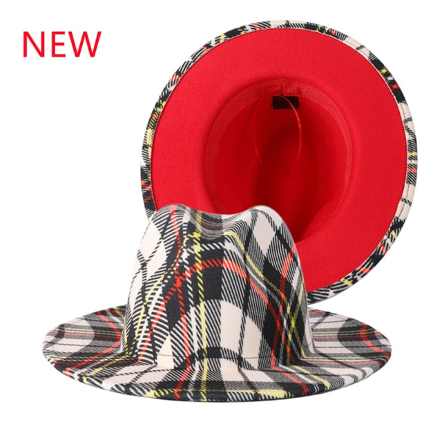 Plaid striped fedora