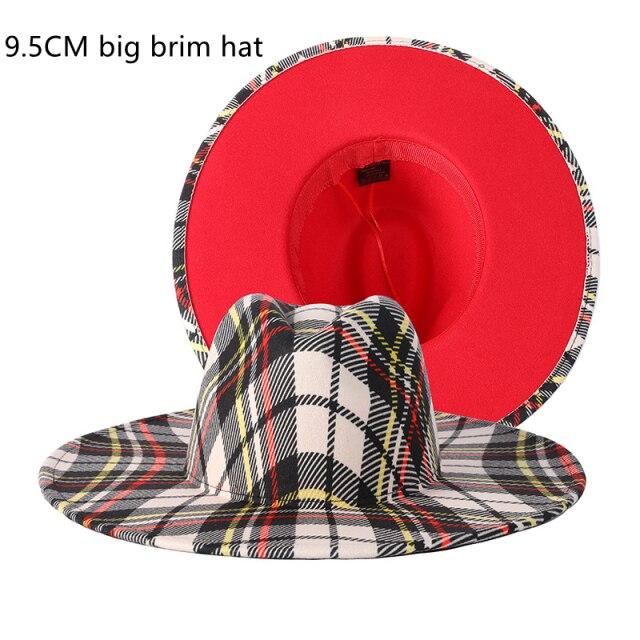 Plaid striped fedora