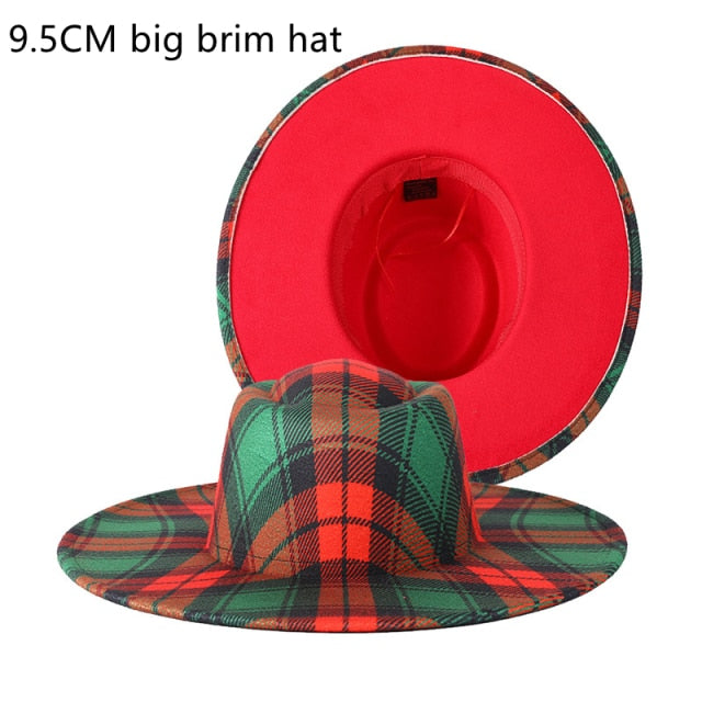 Plaid striped fedora