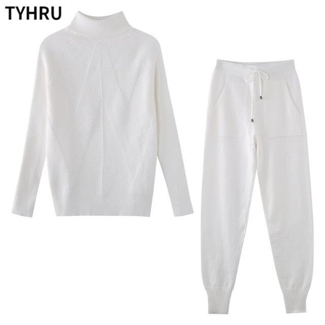 2 Piece Turtleneck Sweater and Elastic Trousers