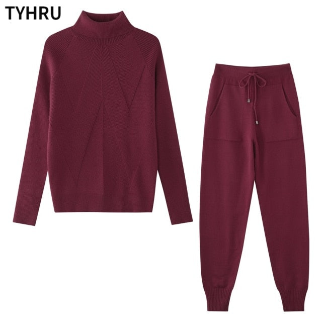 2 Piece Turtleneck Sweater and Elastic Trousers