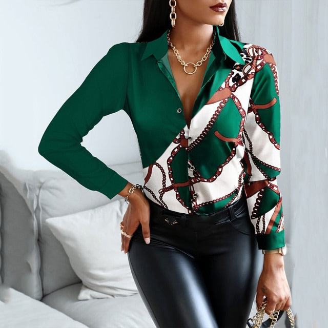 Elegant Patchwork Slim Blouse