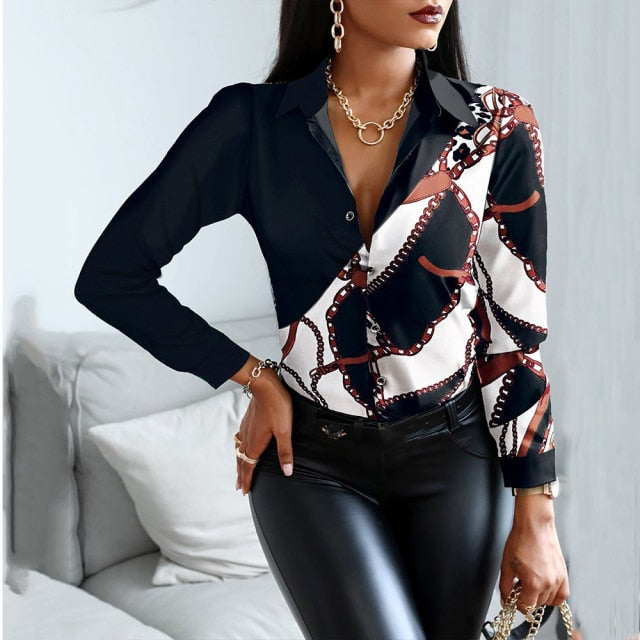 Elegant Patchwork Slim Blouse