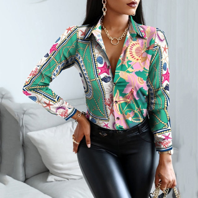 Elegant Patchwork Slim Blouse