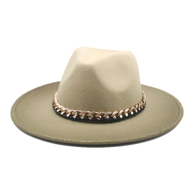 Fedora hat gradient color gold chain band