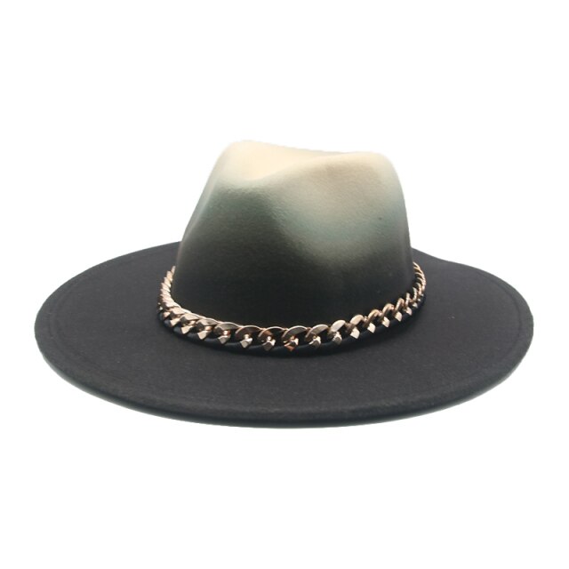 Fedora hat gradient color gold chain band