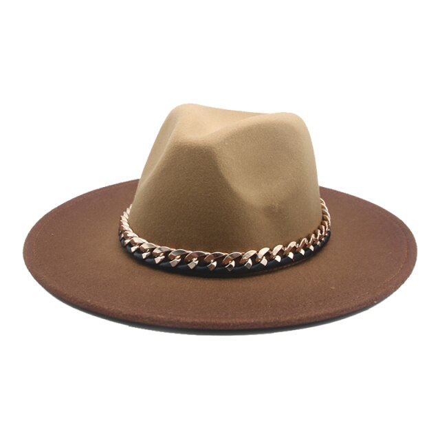 Fedora hat gradient color gold chain band