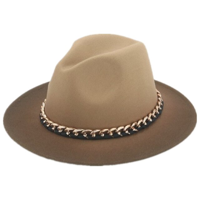 Fedora hat gradient color gold chain band