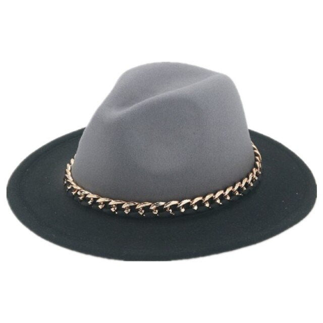 Fedora hat gradient color gold chain band