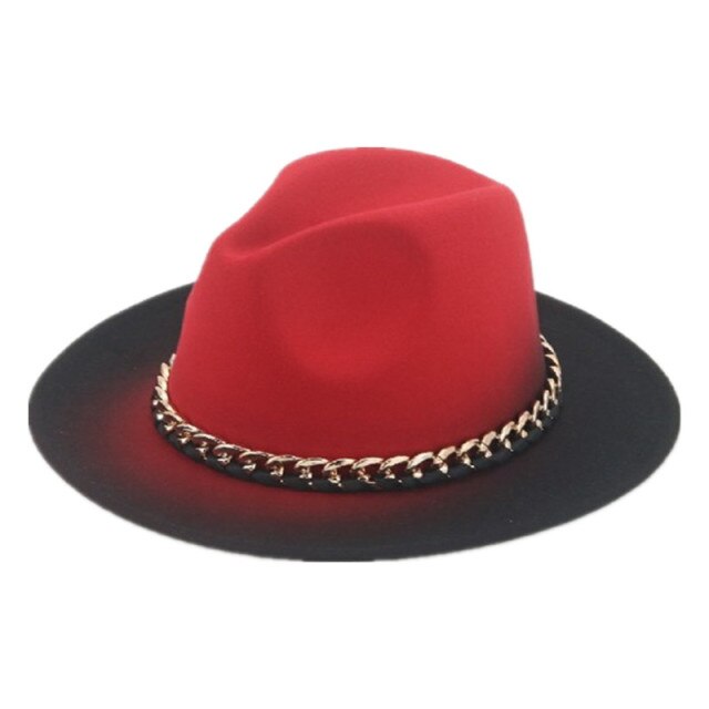 Fedora hat gradient color gold chain band