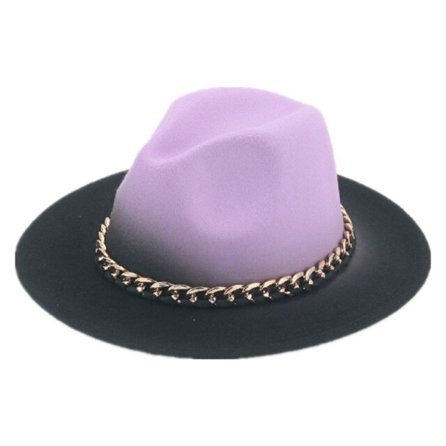 Fedora hat gradient color gold chain band