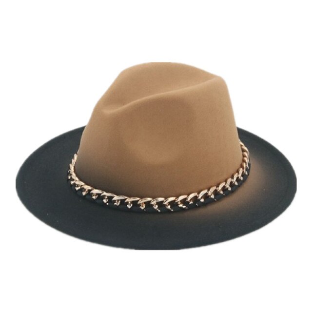 Fedora hat gradient color gold chain band