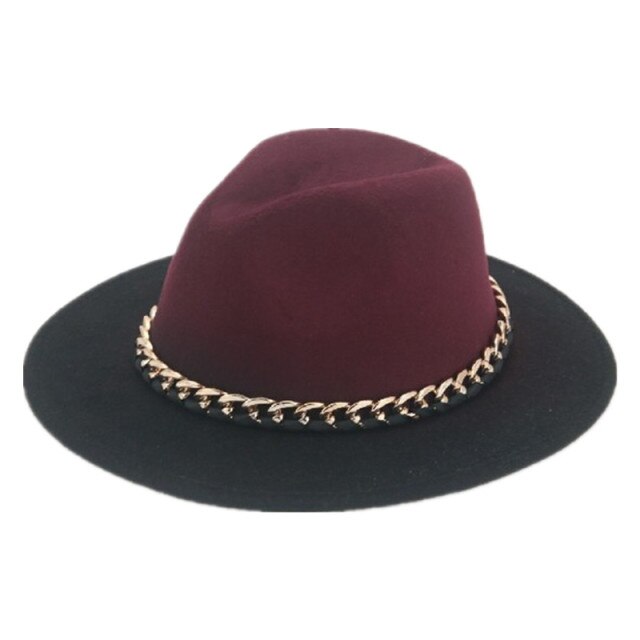 Fedora hat gradient color gold chain band