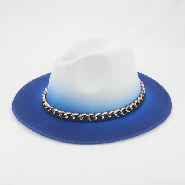 Fedora hat gradient color gold chain band