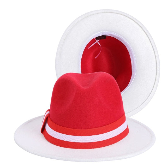 Wide Brim Jazz Fedora Hats With Leather Belt Ribbon